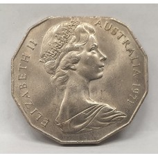 AUSTRALIA 1971 . FIFTY 50 CENTS ERROR . CLIPPED PLANCHET . BITTEN EDGE 